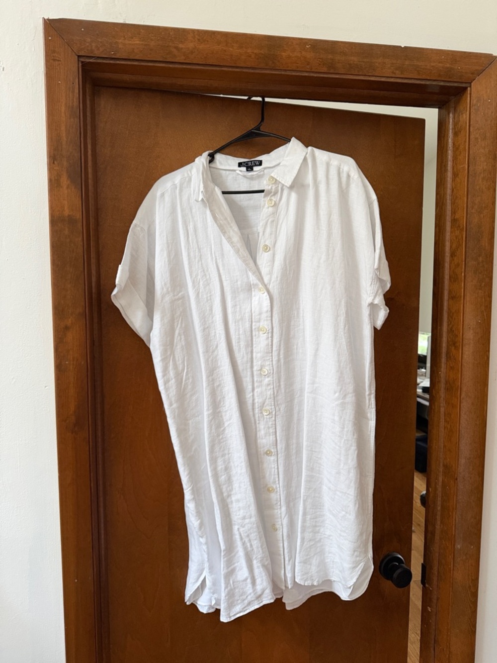 J. Crew White Button-Up Shirt Dress - 100% Linen